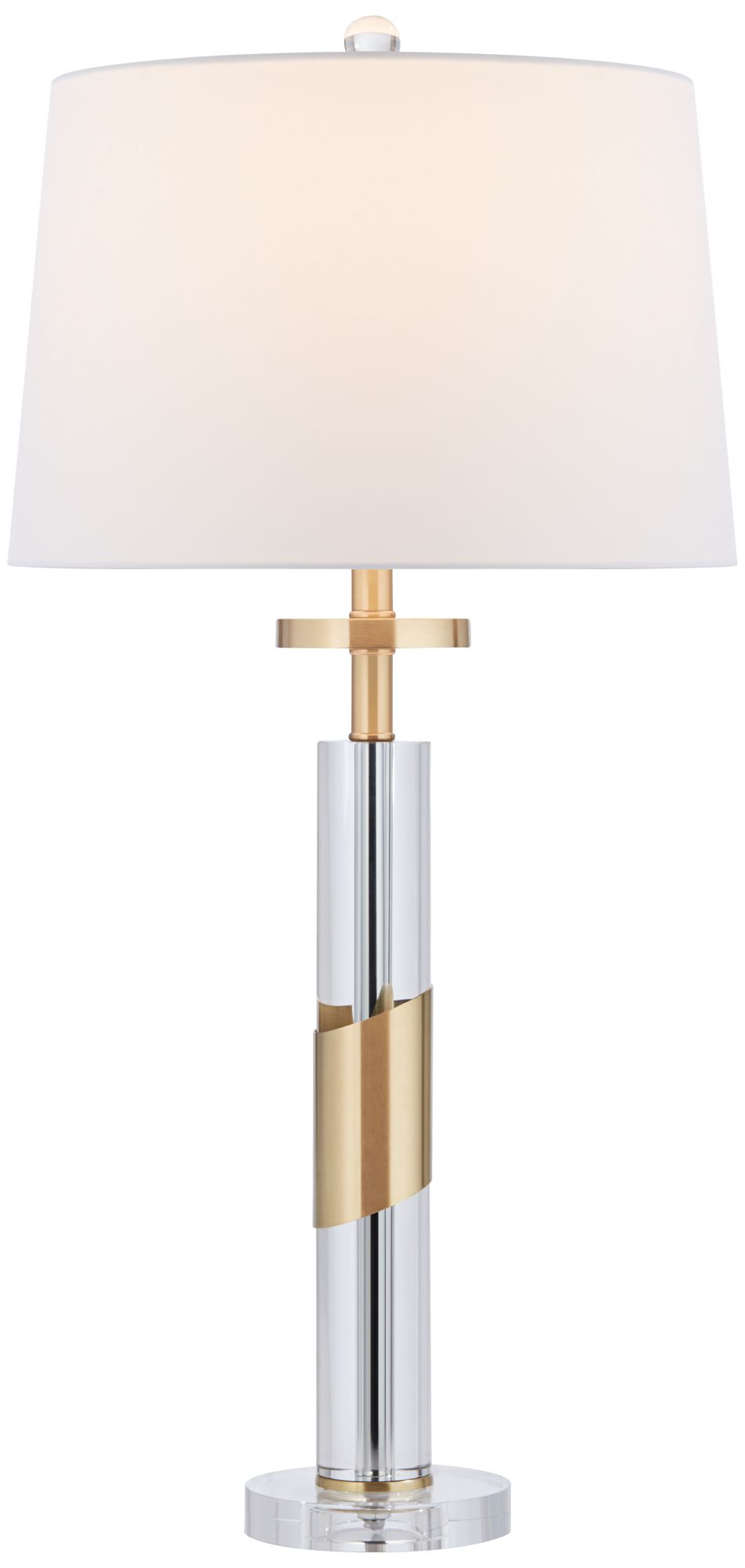 Image 2 Alfred 30 1/2"H Soft Brass and Crystal Column Table Lamp with Dimmer