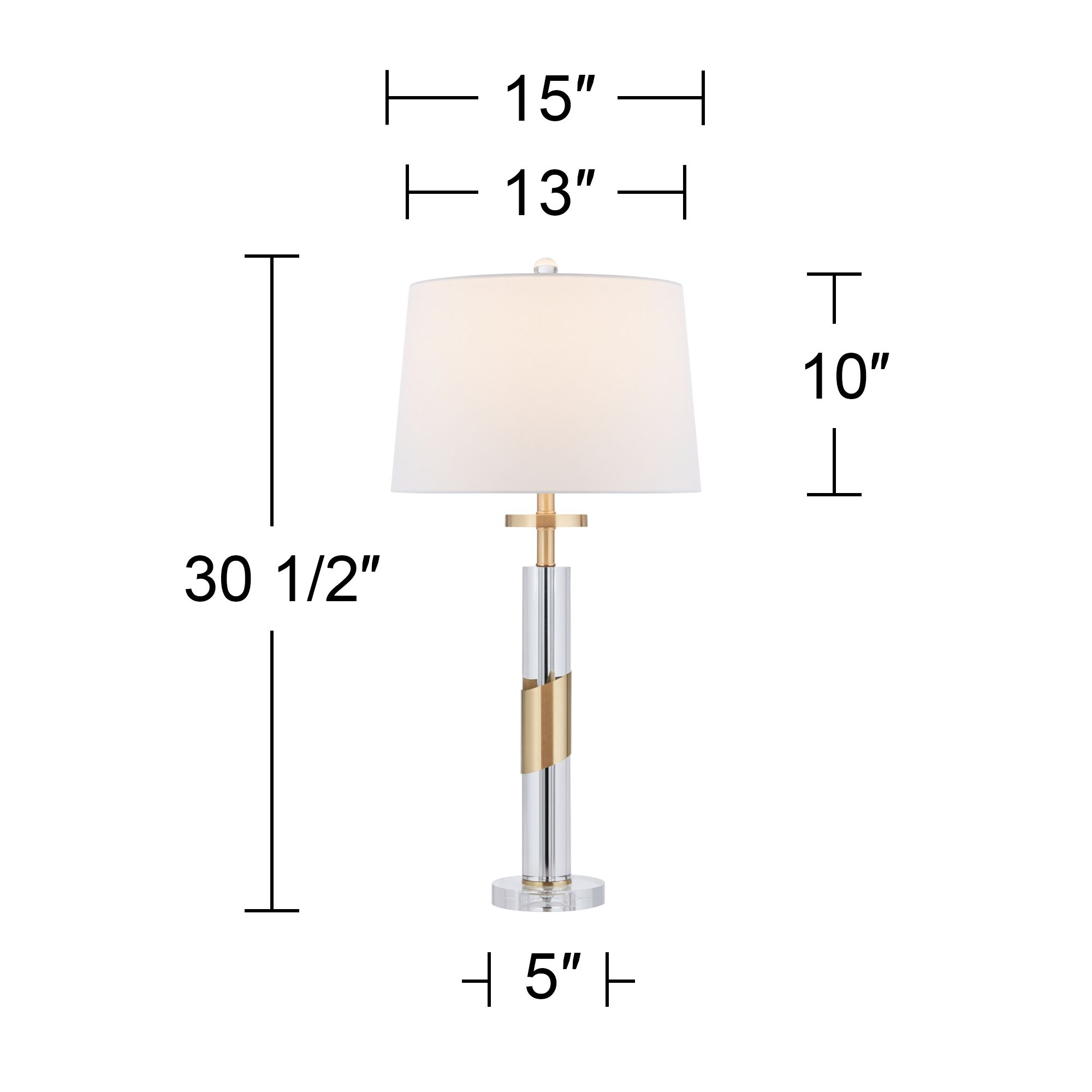 Alfred 30 1/2"H Soft Brass and Crystal Column Table Lamp with Dimmer