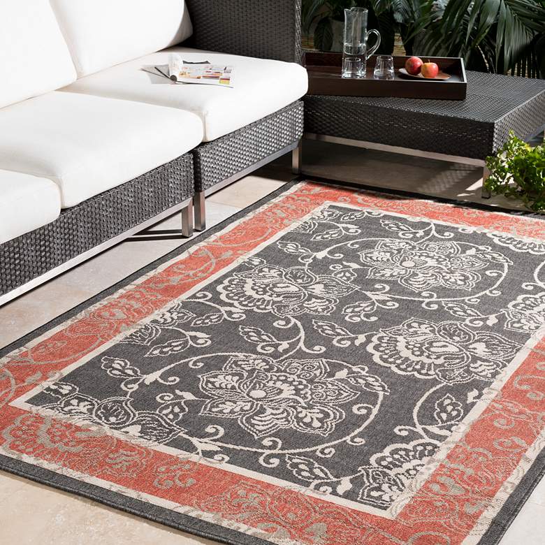 Image 1 Alfresco ALF-9592 5'3"x7'7" Black and Rust Outdoor Area R