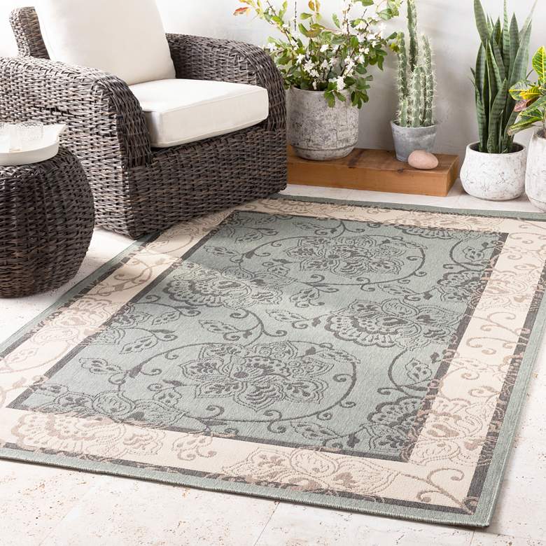 Image 1 Alfresco ALF-9594 5&#39;3 inchx7&#39;7 inch Sage and Cream Outdoor Area R