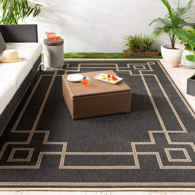 Image 1 Alfresco ALF-9630 5'3"x7'7" Blk and Camel Outdoor Area