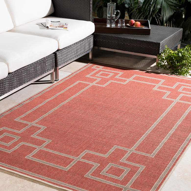 Image 1 Alfresco ALF-9631 5'3"x7'7" Rust and Camel Outdoor Area R