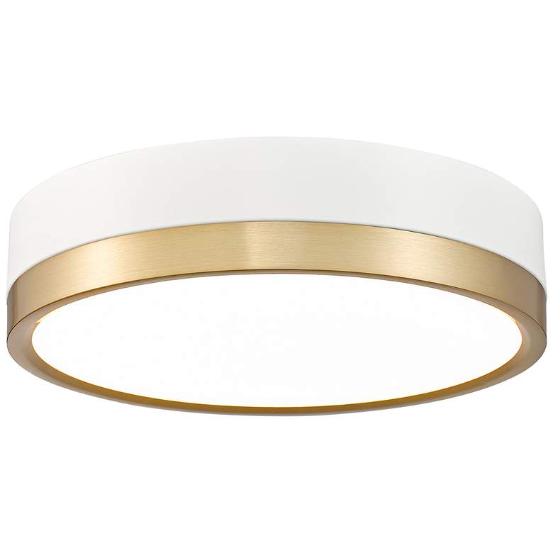Image 3 Algar 12" Wide Matte White and Modern Gold LED Ceiling Light