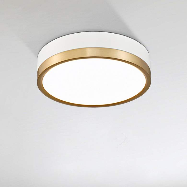 Image 2 Algar 12" Wide Matte White and Modern Gold LED Ceiling Light