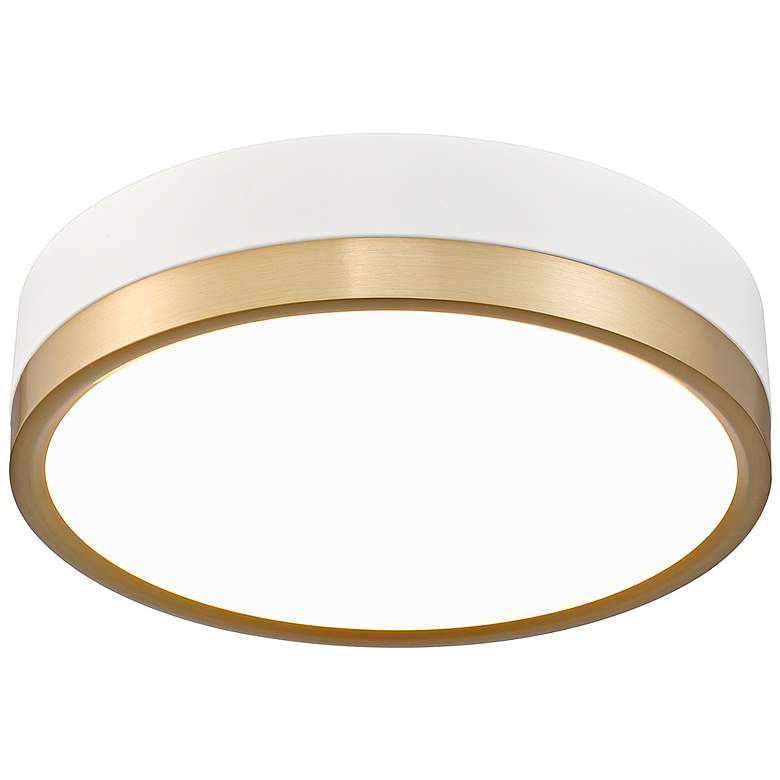 Image 6 Algar 12" Wide Matte White and Modern Gold LED Ceiling Light more views