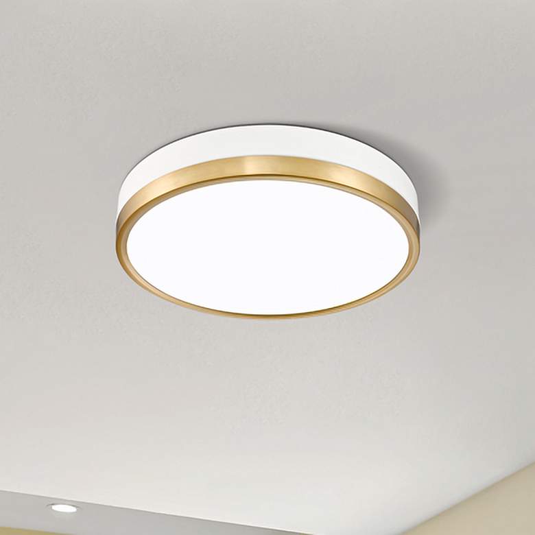 Image 1 Algar 16" Wide Matte White and Modern Gold LED Ceiling Light