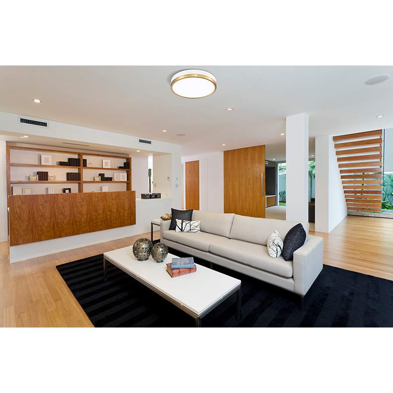 Image 4 Algar 16" Wide Matte White and Modern Gold LED Ceiling Light more views