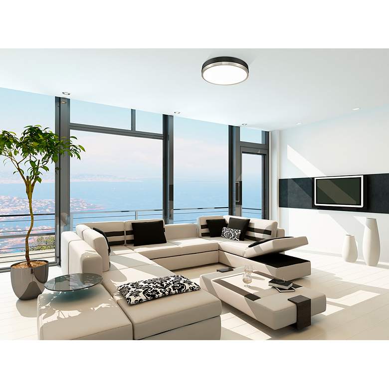 Image 4 Algar 16"W Matte Black and Brushed Nickel LED Ceiling Light more views