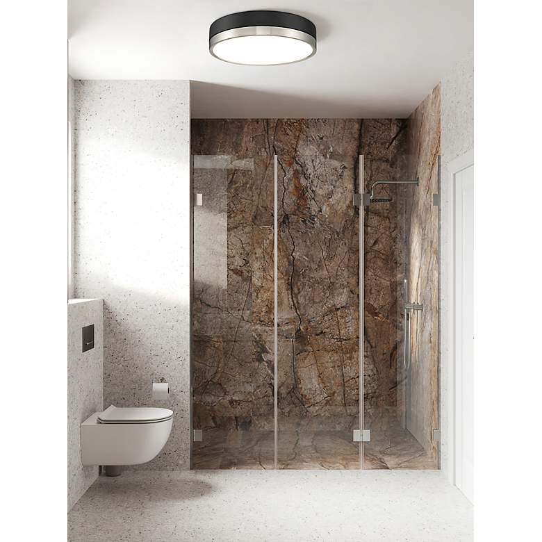 Image 5 Algar 16"W Matte Black and Brushed Nickel LED Ceiling Light more views