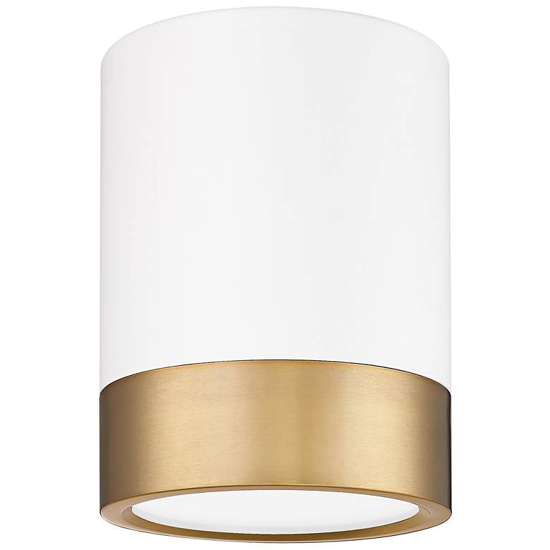 Image 4 Algar 6" Wide Matte White and Modern Gold LED Ceiling Light more views