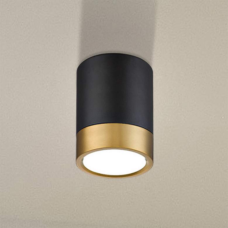 Image 2 Algar by Z-Lite Matte Black + Modern Gold 1 Light Flush Mount
