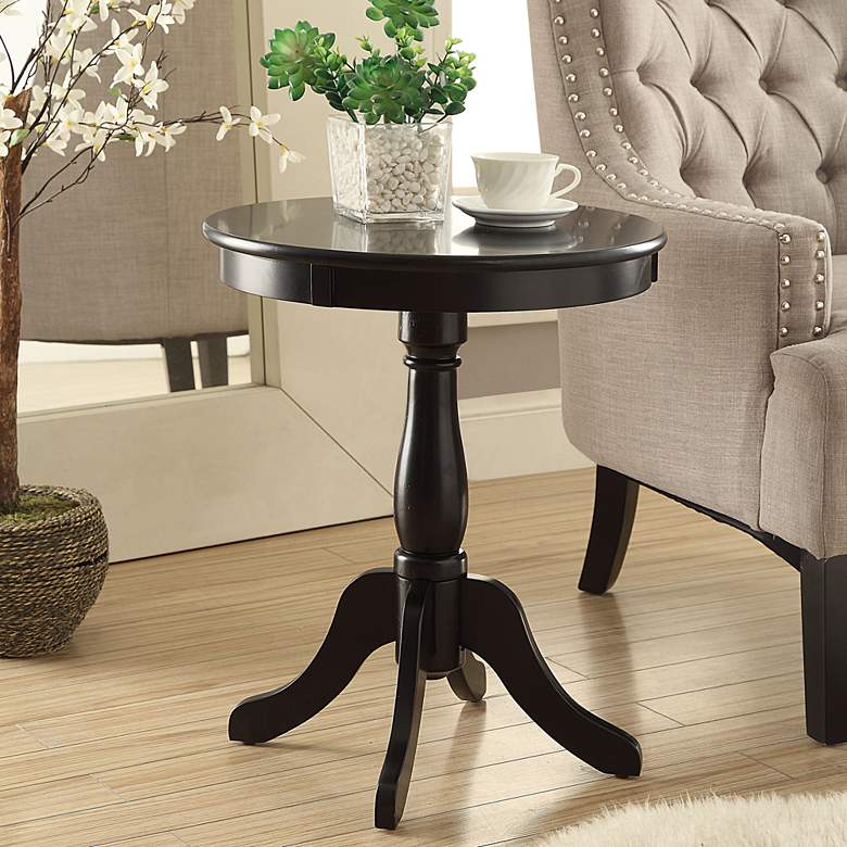 Alger 18&quot; Wide Black Round Traditional Pedestal Wood Side Table