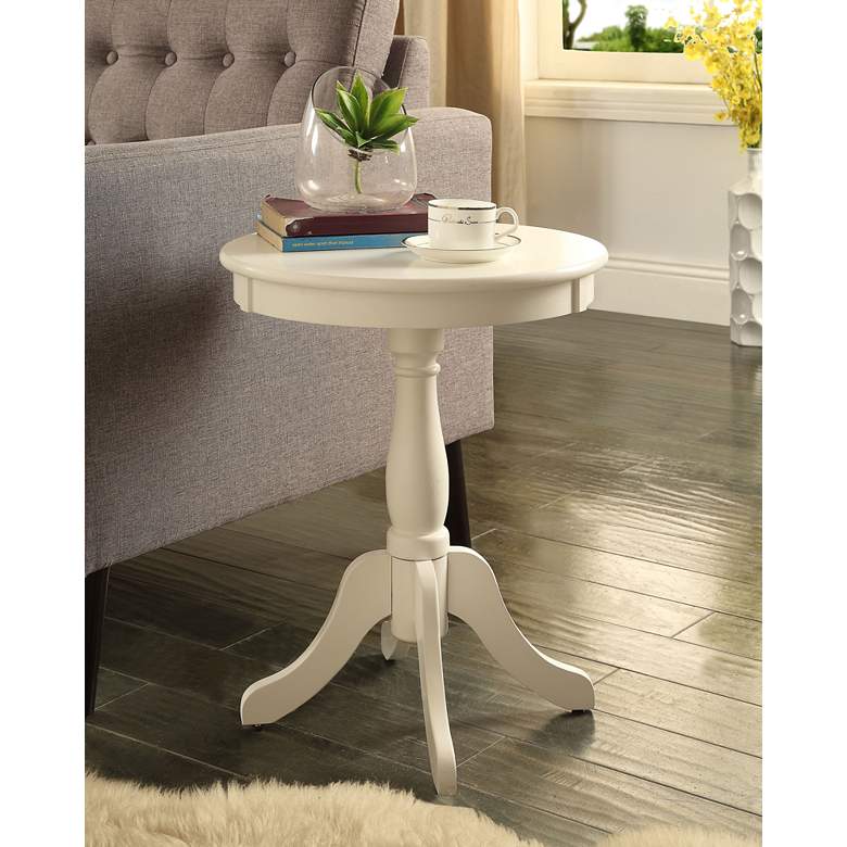 Alger 18&quot; Wide White Round Traditional Pedestal Wood Side Table
