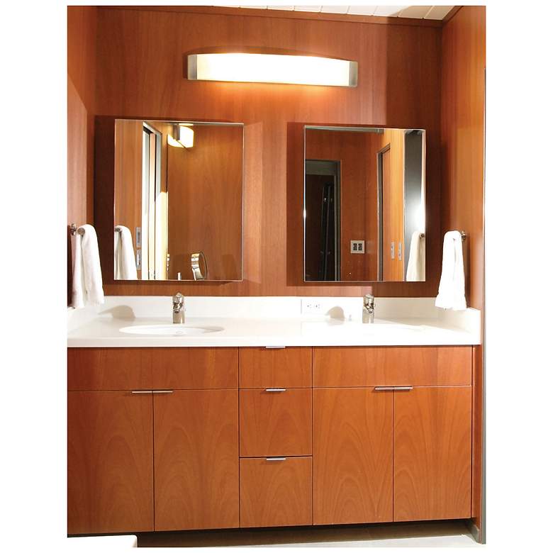 Image 3 Algiers 25" LED Vanity - Satin Nickel Finish Linen Acrylic Shade more views