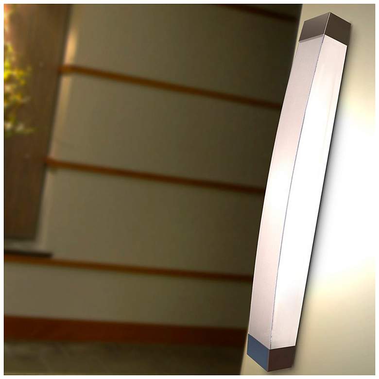Image 3 Algiers 37" LED Vanity - Satin Nickel Finish Linen Acrylic Shade more views