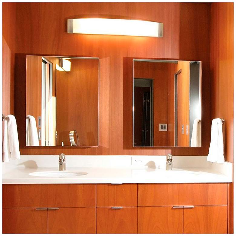 Image 2 Algiers 49" LED Vanity - Satin Nickel Finish Linen Acrylic Shade more views