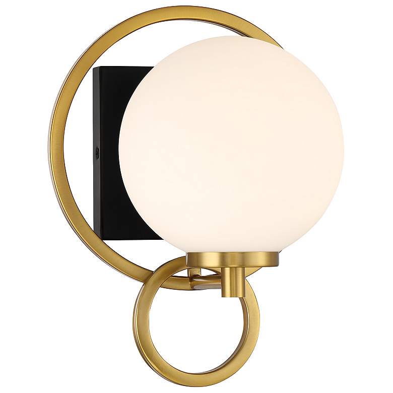Image 1 Alhambra 1-Light Wall Sconce in Matte Black with Warm Brass