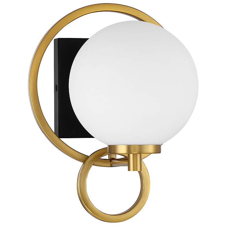 Image 2 Alhambra 1-Light Wall Sconce in Matte Black with Warm Brass more views