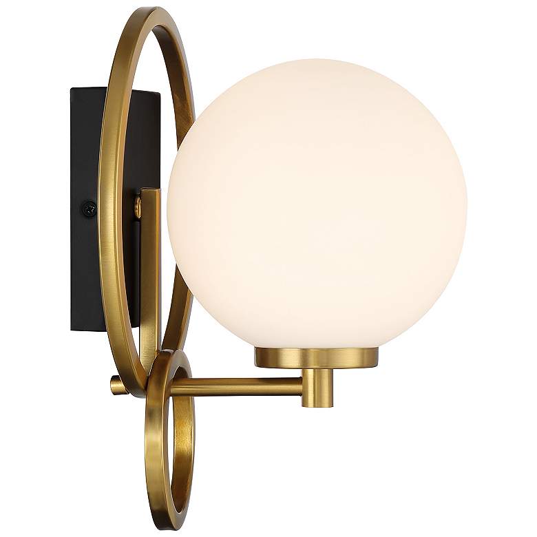 Image 5 Alhambra 1-Light Wall Sconce in Matte Black with Warm Brass more views
