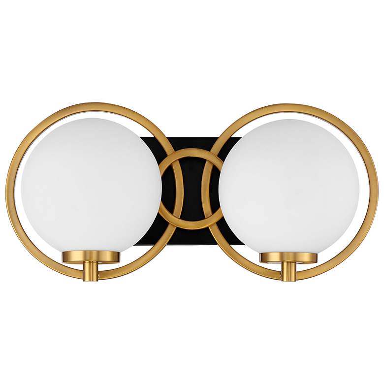 Image 2 Alhambra 2-Light Bathroom Vanity Light in Matte Black with Warm Brass more views