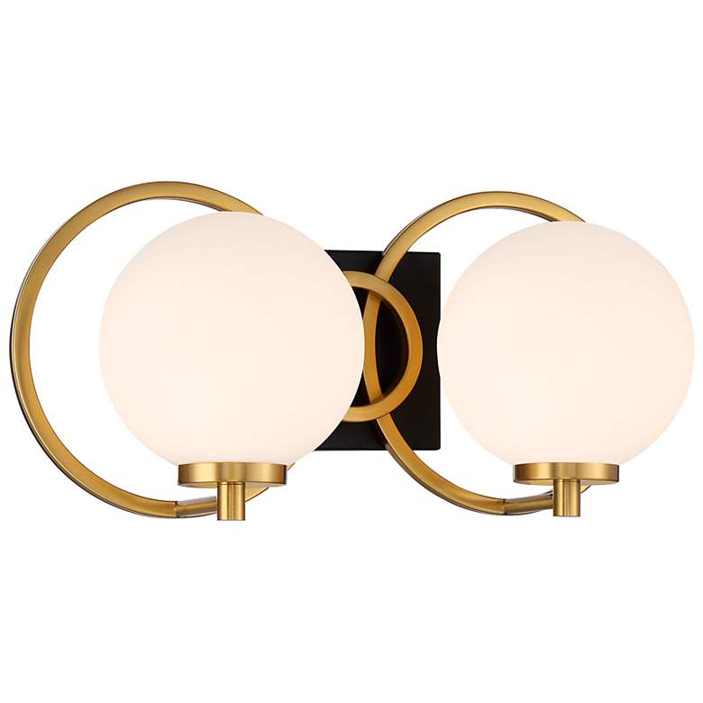 Image 3 Alhambra 2-Light Bathroom Vanity Light in Matte Black with Warm Brass more views