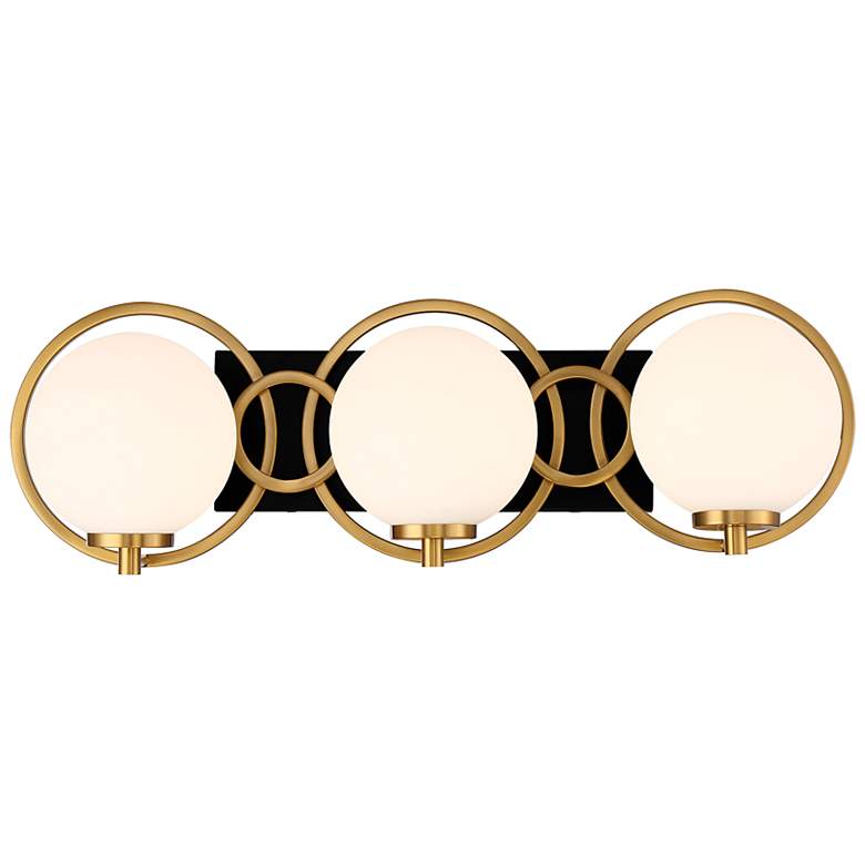 Image 1 Alhambra 24 1/2"W Matte Black with Brass 3-Light Bath Light