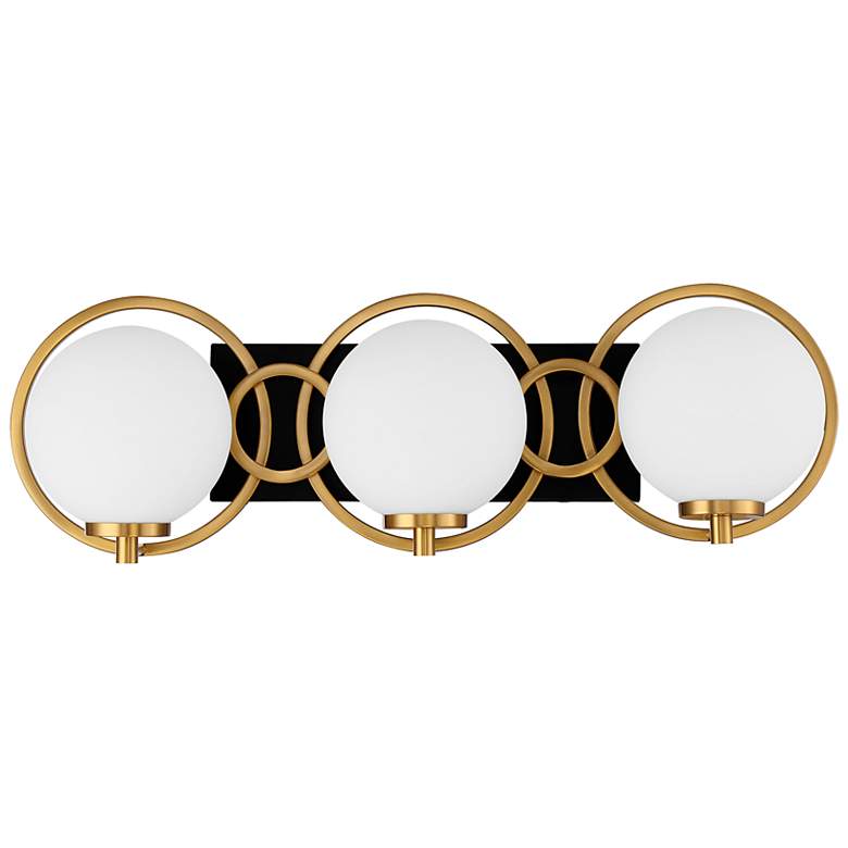 Image 2 Alhambra 24 1/2"W Matte Black with Brass 3-Light Bath Light more views