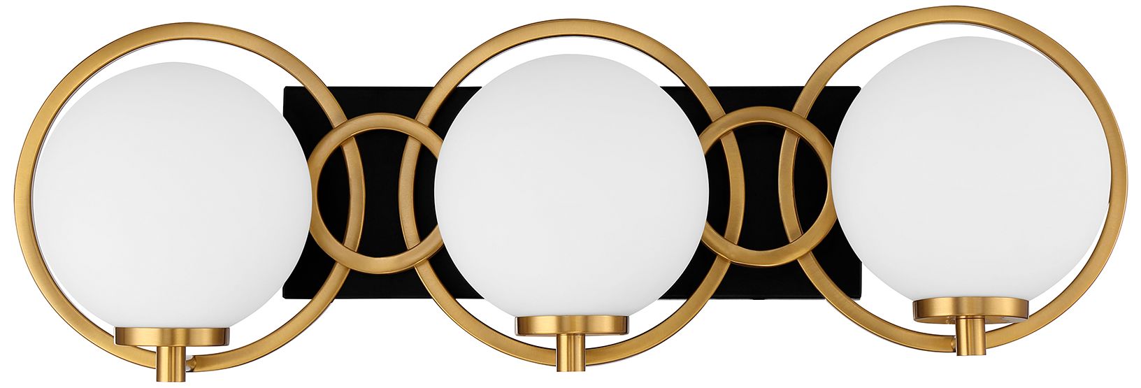 Image 2 Alhambra 3-Light Bathroom Vanity Light in Matte Black with Warm Brass more views