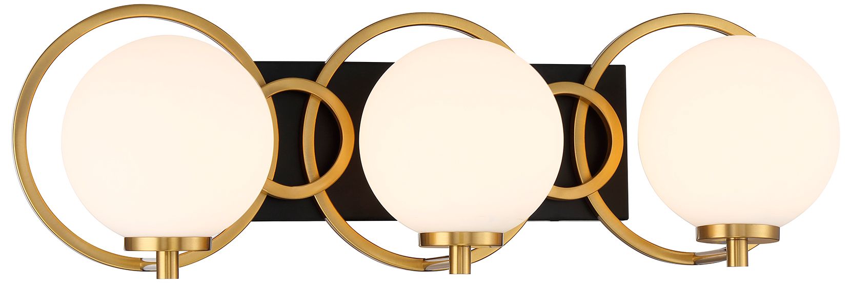 Image 3 Alhambra 3-Light Bathroom Vanity Light in Matte Black with Warm Brass more views