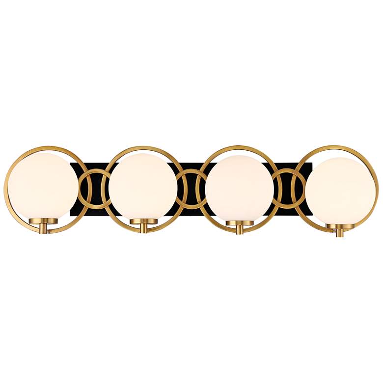 Image 1 Alhambra 32 1/2"W Matte Black Warm Brass 4-Light Bath Light