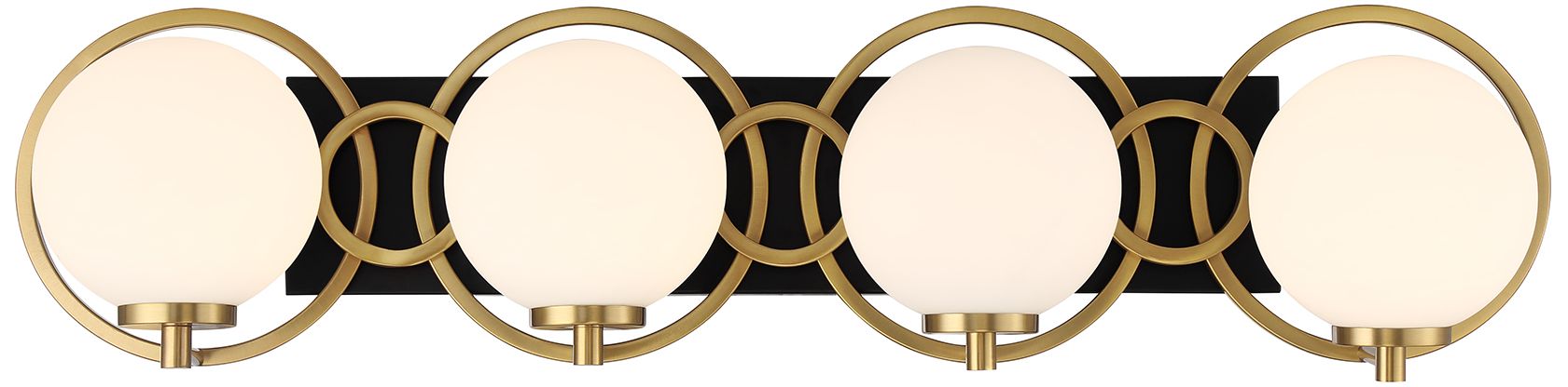 Alhambra 4-Light Bathroom Vanity Light in Matte Black with Warm Brass