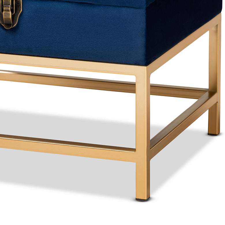 Image 4 Aliana 15 3/4"W Navy Blue Velvet Fabric Lift-Top Ottoman more views