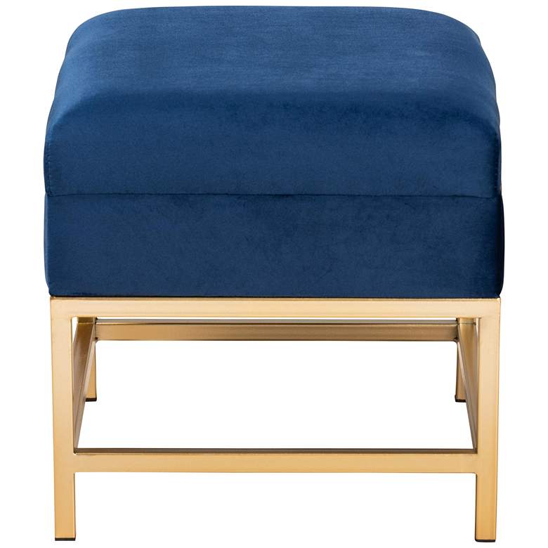 Image 6 Aliana 15 3/4"W Navy Blue Velvet Fabric Lift-Top Ottoman more views