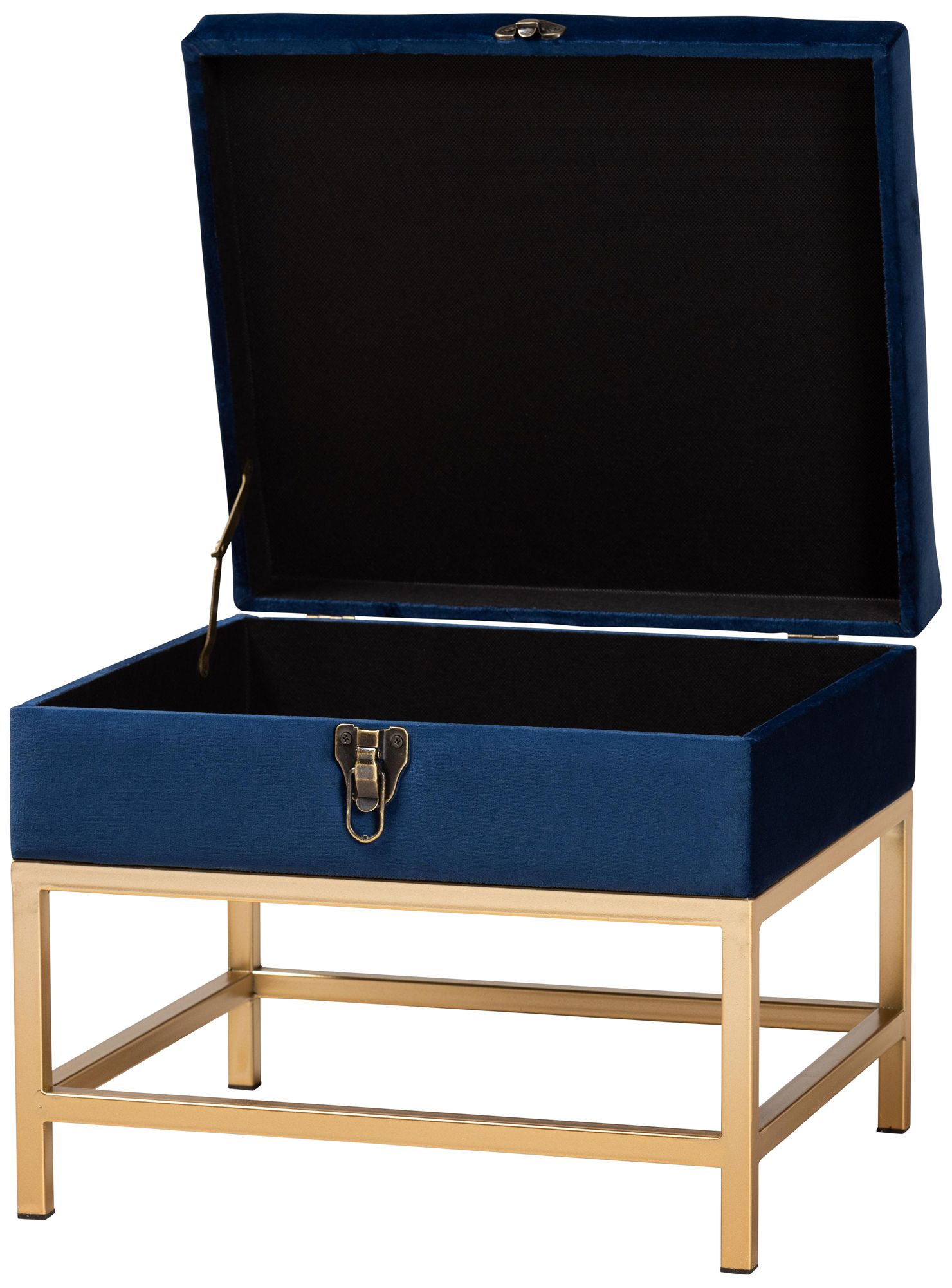 Aliana 15 3/4"W Navy Blue Velvet Fabric Lift-Top Ottoman 