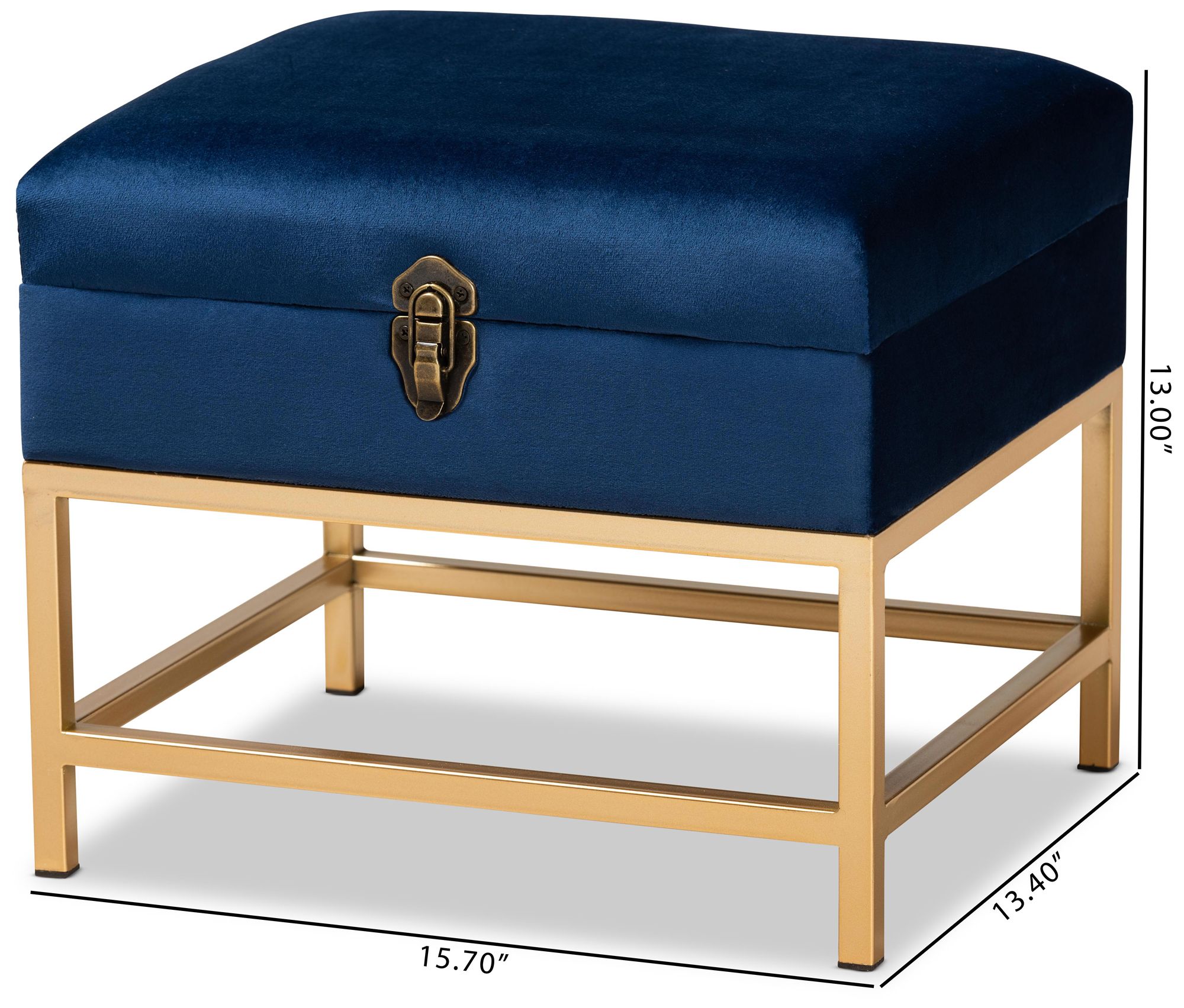 Aliana 15 3/4"W Navy Blue Velvet Fabric Lift-Top Ottoman 