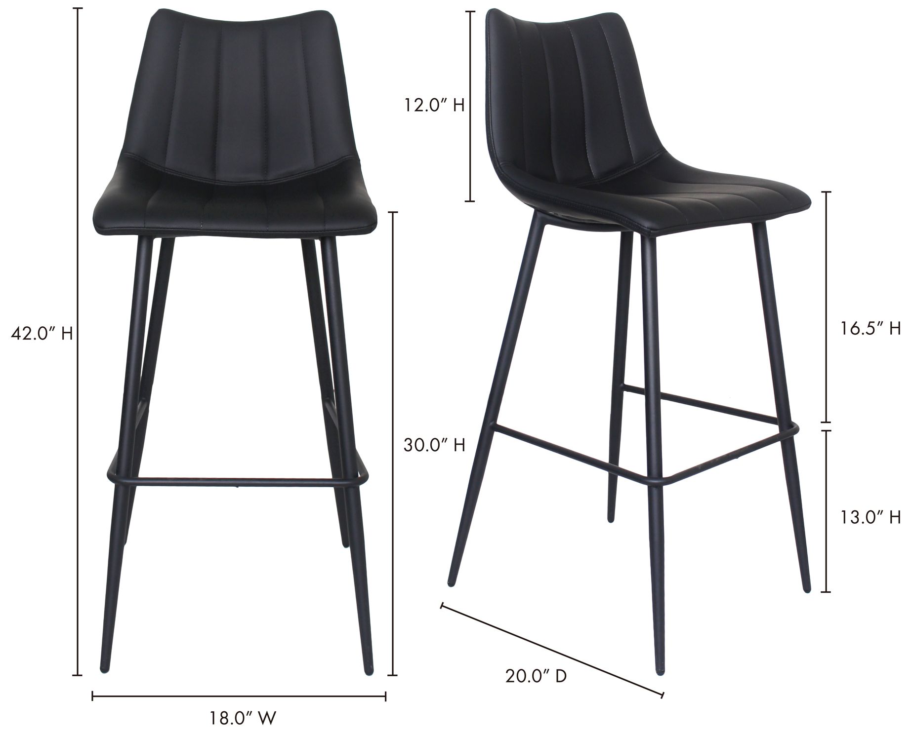 Alibi Barstool Matte Black - Set Of Two
