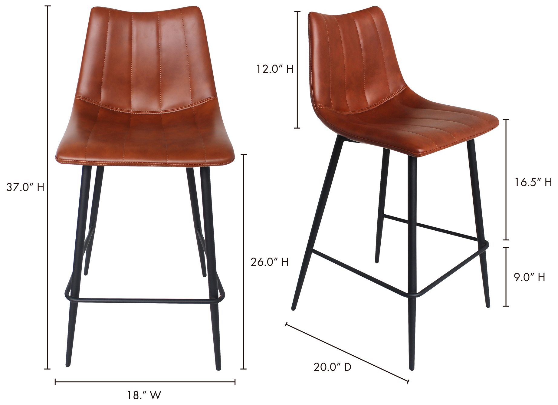Alibi Counter Stool Brown - Set Of Two