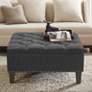 Alice Charcoal Tufted Fabric Square Cocktail Ottoman