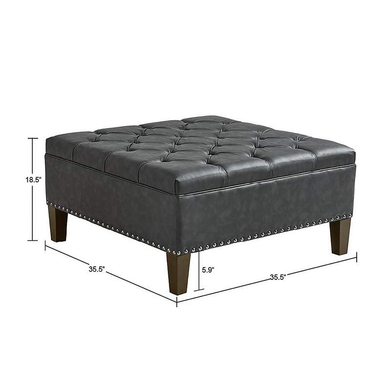 Image 7 Alice Charcoal Tufted Fabric Square Cocktail Ottoman more views