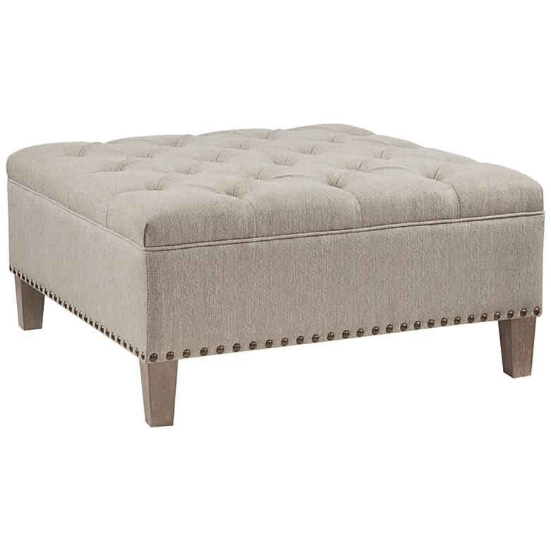 Image 2 Alice Taupe Fabric Tufted Square Cocktail Ottoman