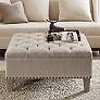 Alice Taupe Fabric Tufted Square Cocktail Ottoman