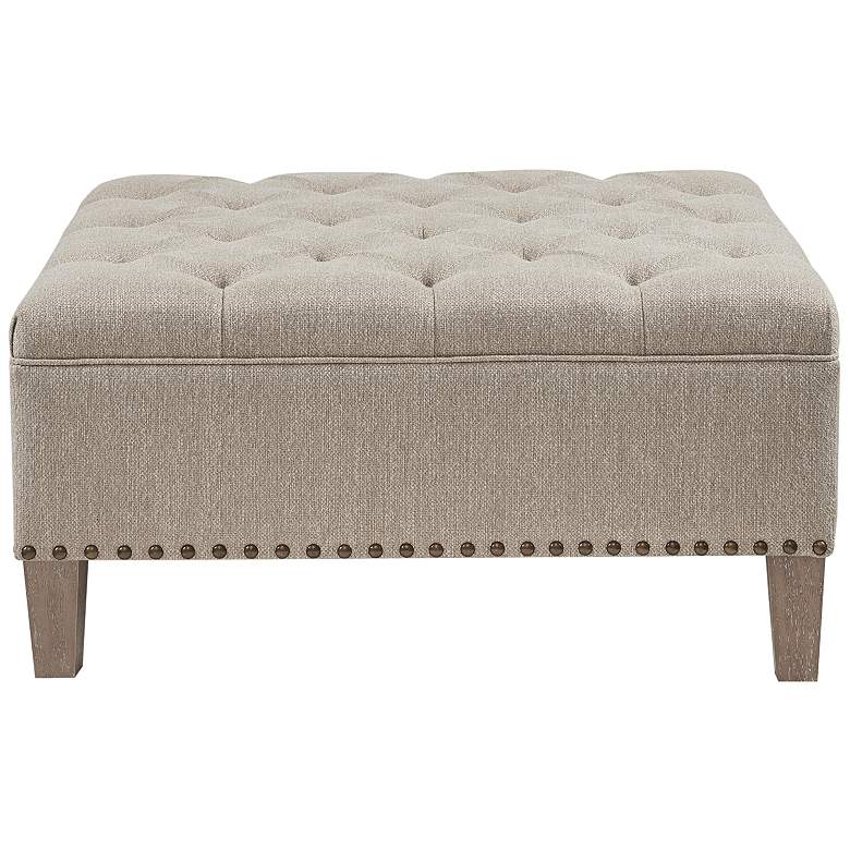 Image 6 Alice Taupe Fabric Tufted Square Cocktail Ottoman more views