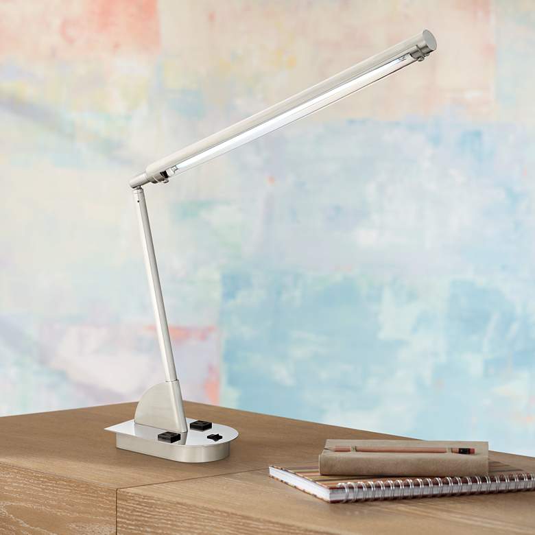 Image 1 Alicia Adjustable Fluorescent Desk Lamp with Power Outlets