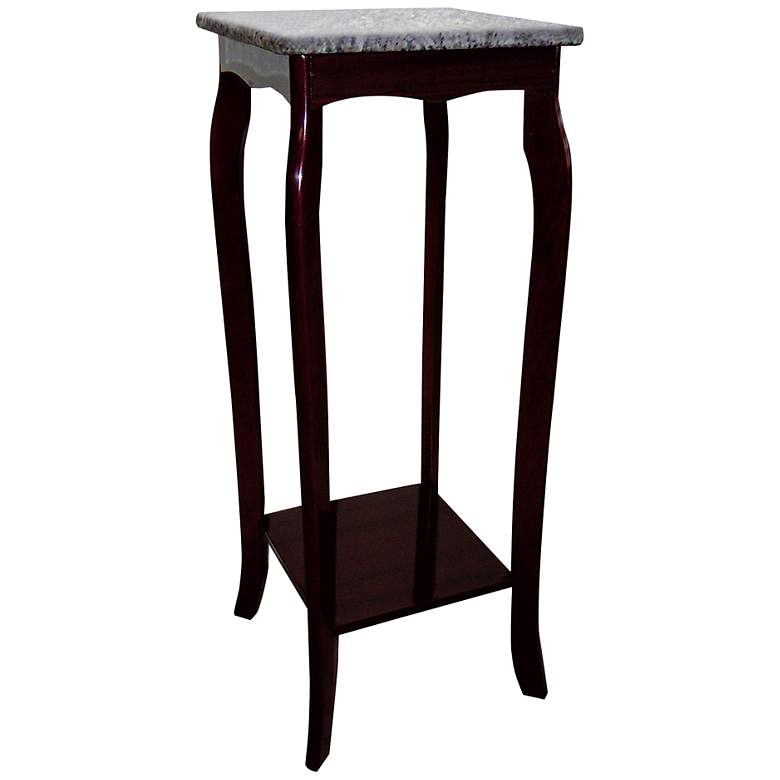 Image 1 Alieh 12 inch Wide Marble Top and Wood Traditional Plant Stand