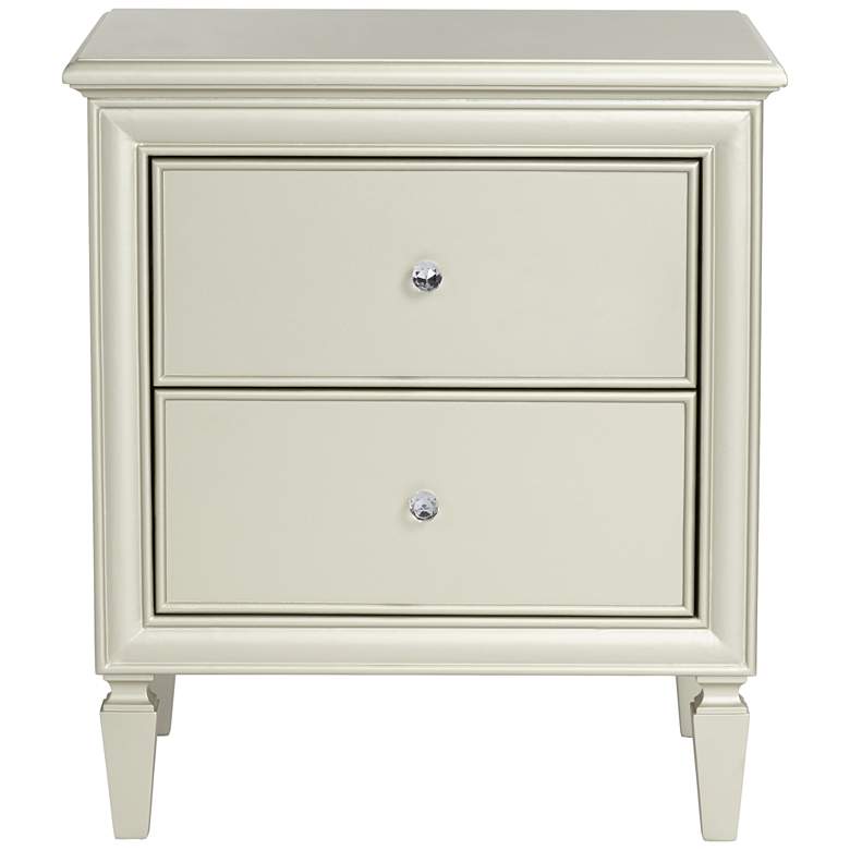 Alina 24&quot; Wide Champagne Silver 2-Drawer Side Table more views