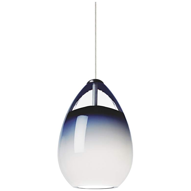Image 1 Alina 4" Wide Blue Glass Nickel Mini Pendant
