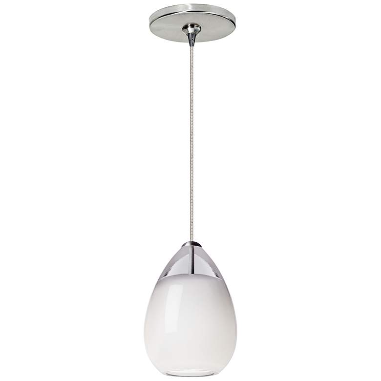 Image 1 Alina 4"W White Glass Satin Nickel LED Freejack Mini Pendant