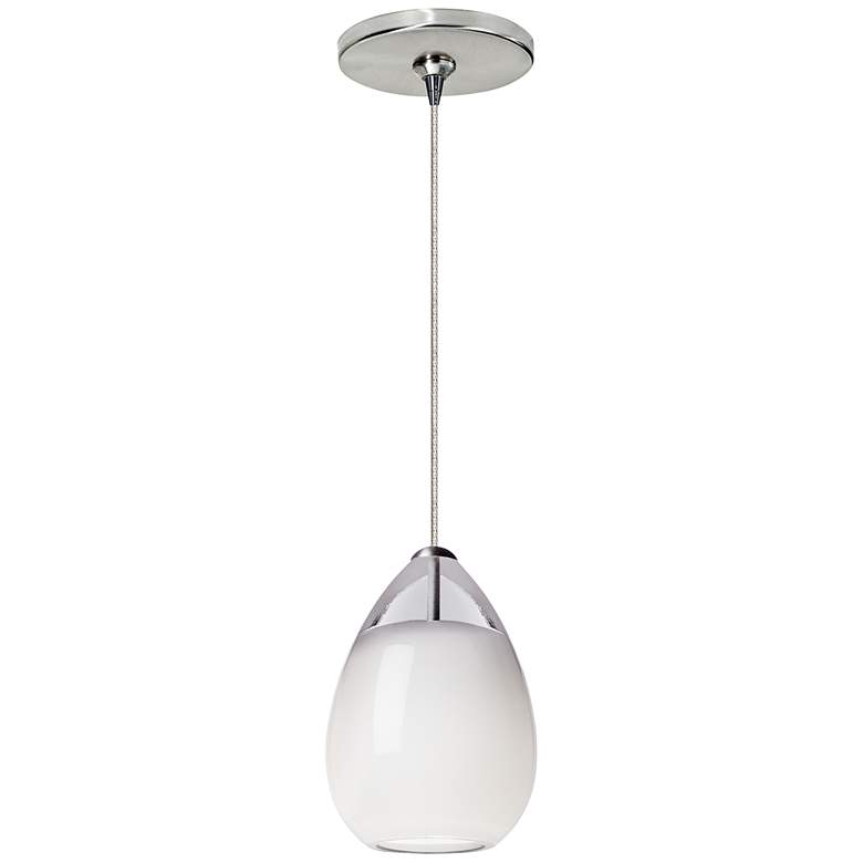 Image 1 Alina 4 inchW White Glass Satin Nickel LED Freejack Mini Pendant