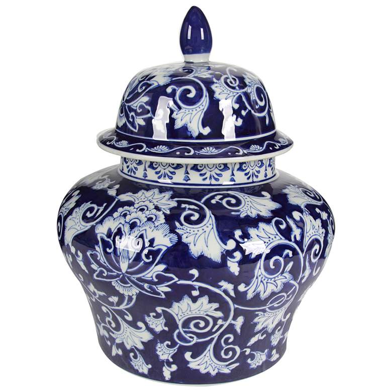 Image 1 Aline 17 inch High Blue &#38; White Porcelain Ginger Jar