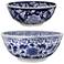 Aline 7.1" High Blue & White Porcelain Decorative Bowls - Set of T